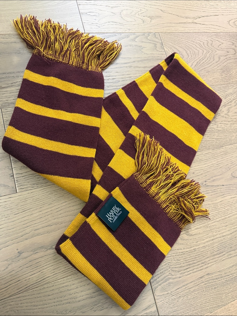 Harry Potter Kids Maroon & Yellow Striped Knit Scarf